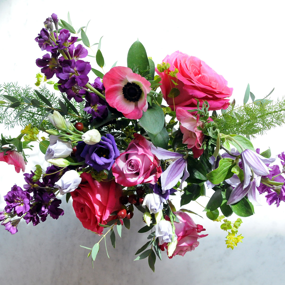 Top down view of the Aldrich Floral arrangement showing its asymmetric shape