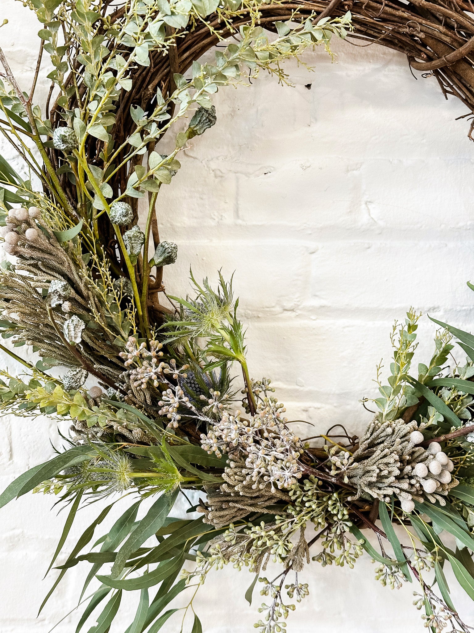 Textural fresh wreath in detail