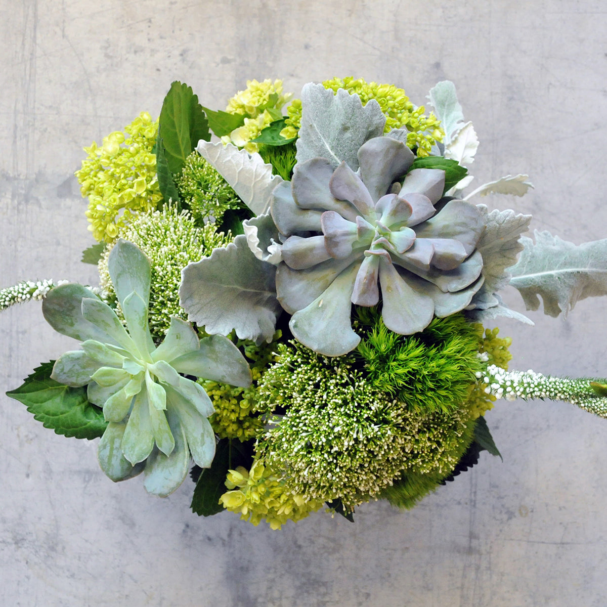 Top down view of the loring floral arrangement