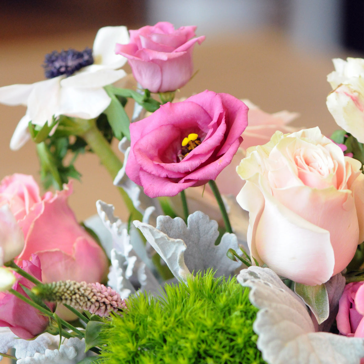 details view of Lisianthus blooms in pink