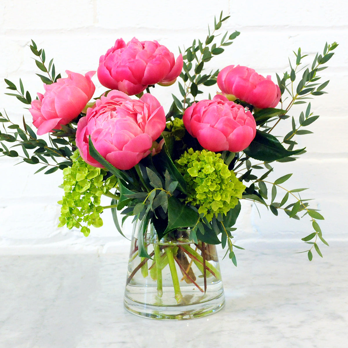 Front view of Portland arrangement in pyramid vase