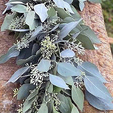 Green leafy garland on a stone surface