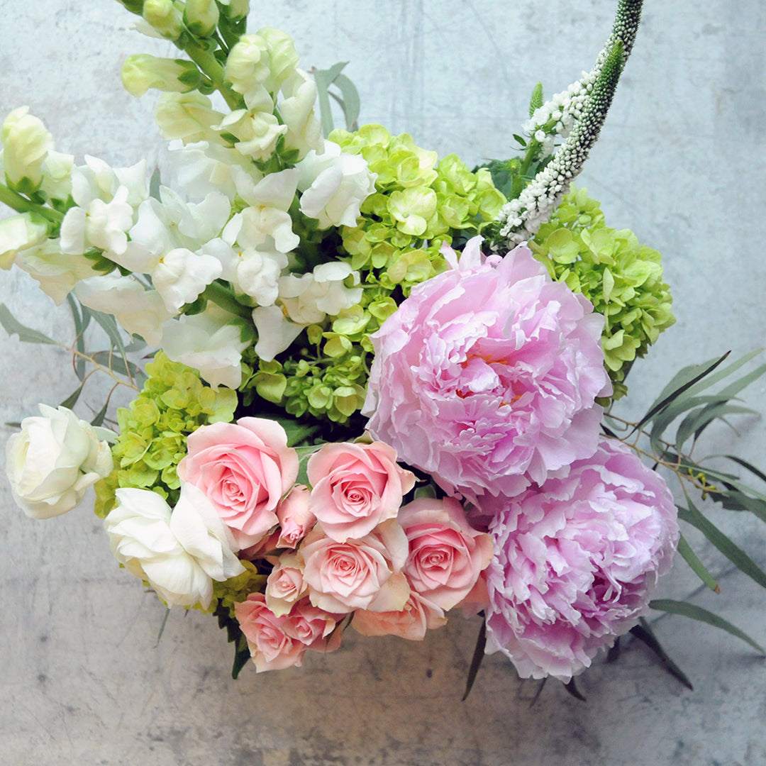 Top down view of victoria floral arrangement 