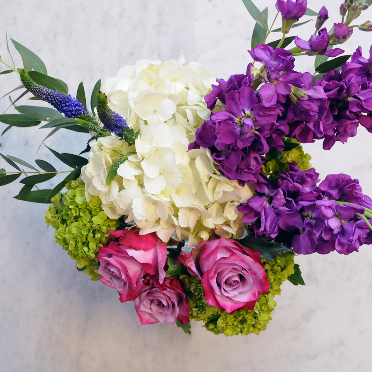 Top down view of Spruce Flowers York arrangement 