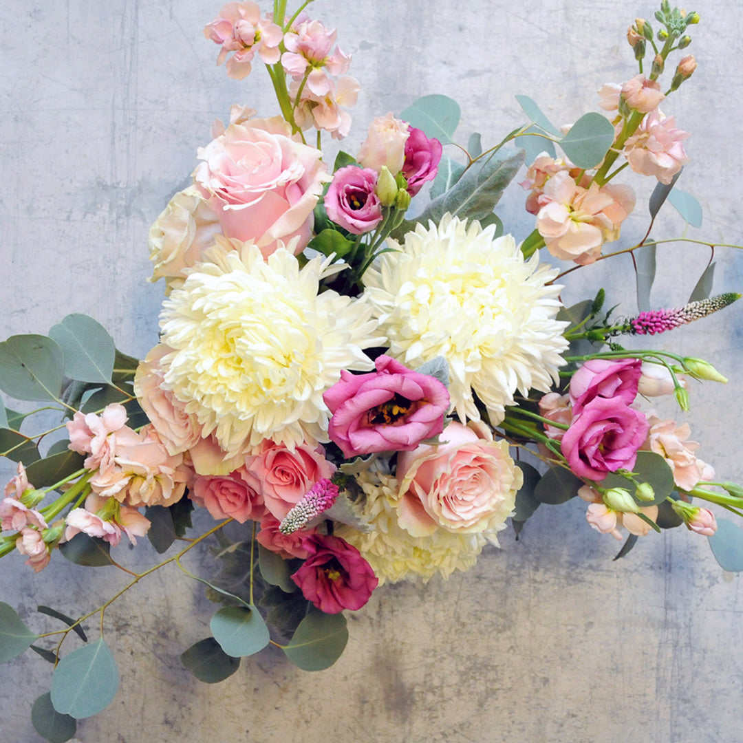 Top down view of the Blaisdell floral arrangement