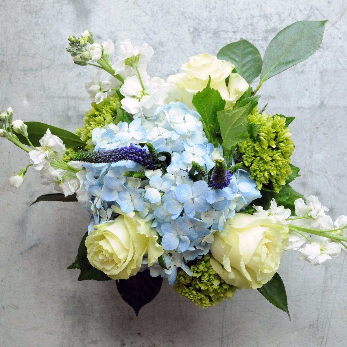 Top down view of Spruce Flowers James arrangement showing its classic styling