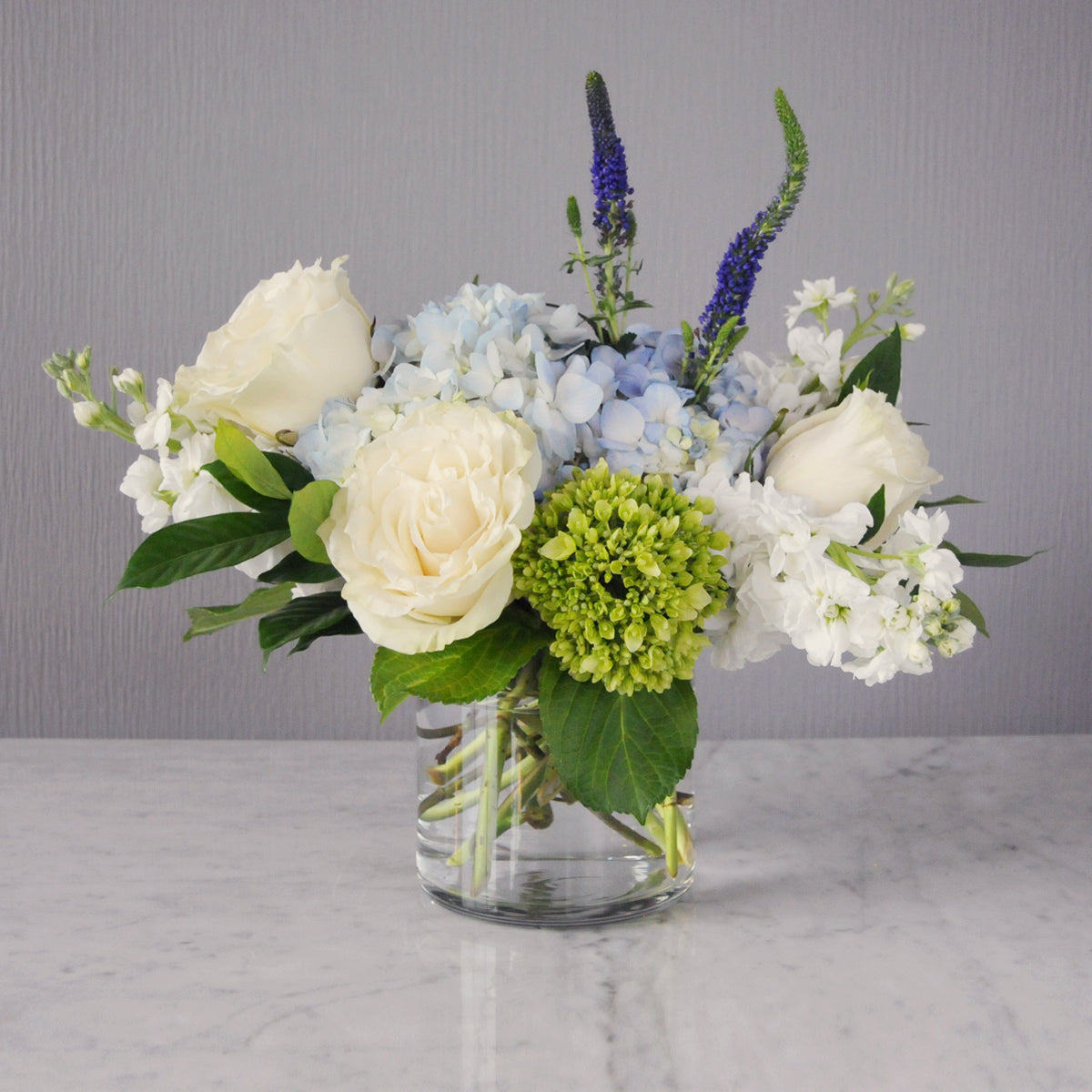 Front facing image of a James floral arrangement from Spruce Flowers
