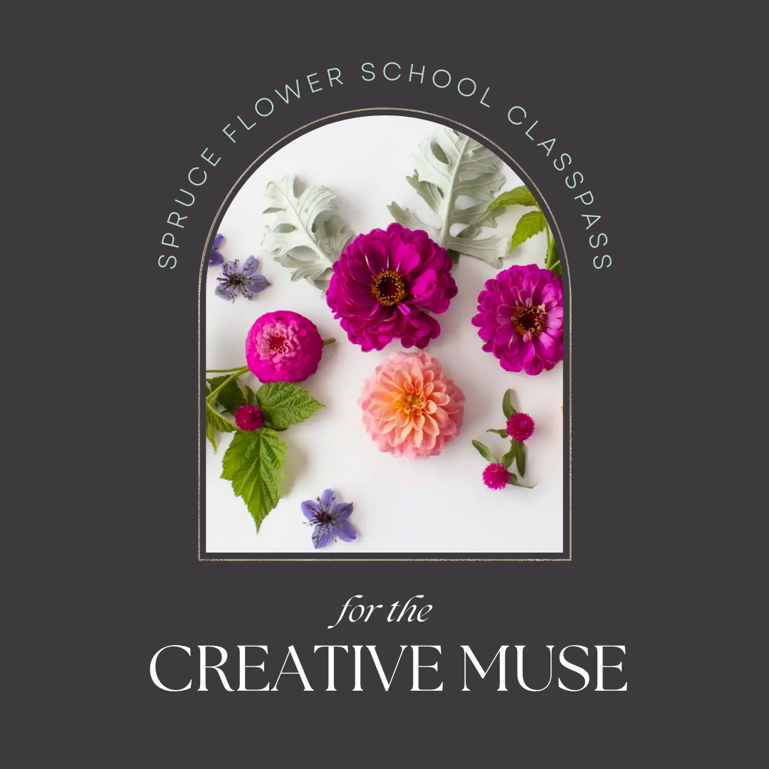 Spruce Flower School Classpass For the creative muse with image of scattered florals 